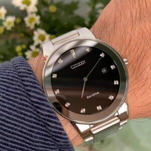 Citizen Eco-Drive Men's Axiom Diamond Accents Silver Watch 40MM